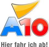 A10-Center-Logo mit dem Satz „Hier fahr ich ab!"