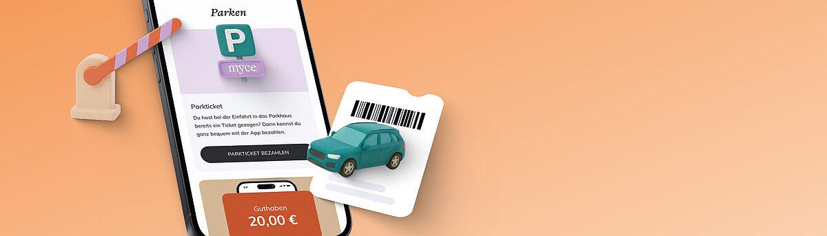 Unsere App myce: Entspannter parken im AEZ.